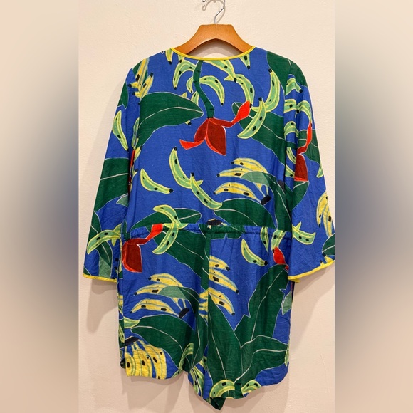 FARM Rio Tropical Banana Leaf Print Romper. Size M - Picture 7 of 10